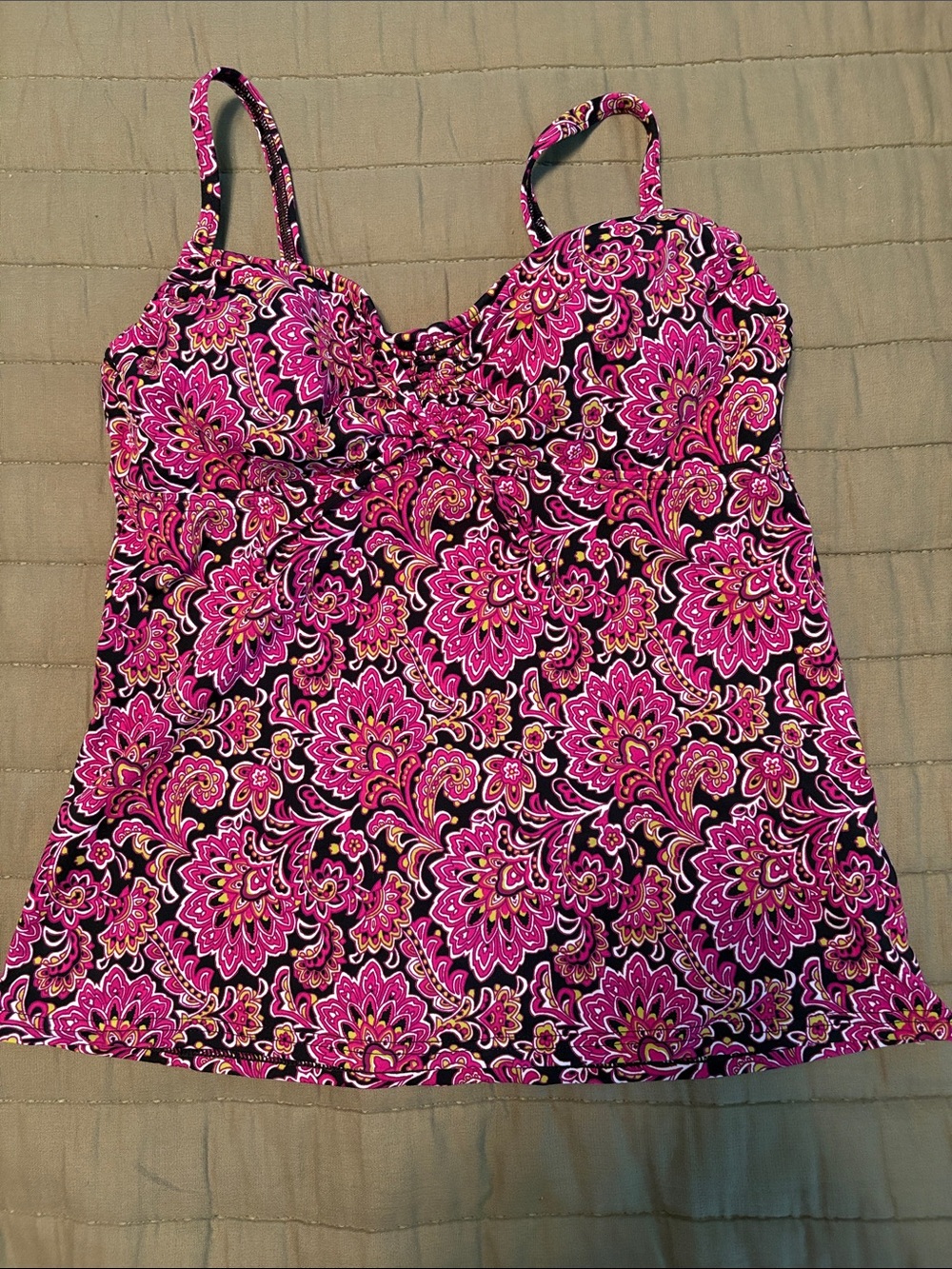 Lands' End Pink Paisley Swim Cami